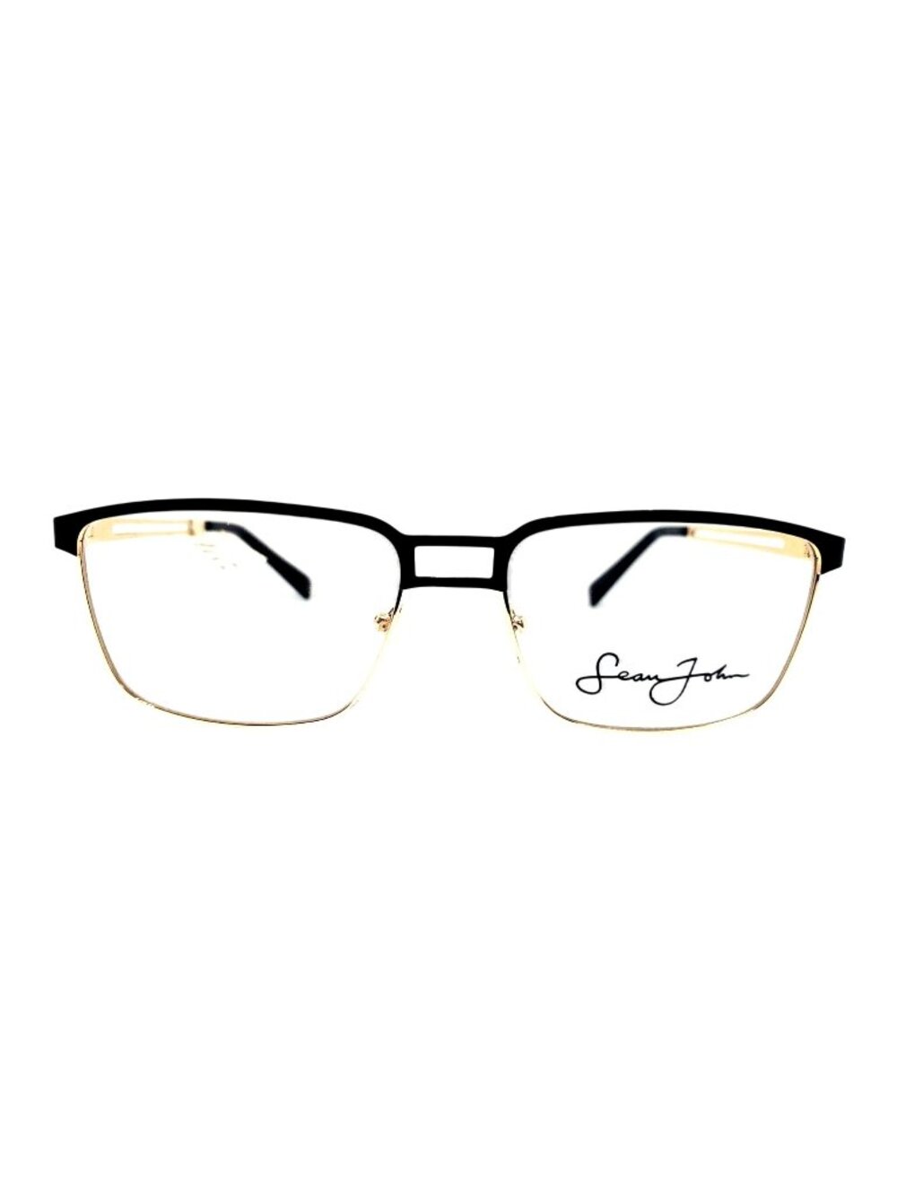 Sean John SJ0513 Black‎ & Shiny Gold Rectangular Eyeglass Frames 56-17-160